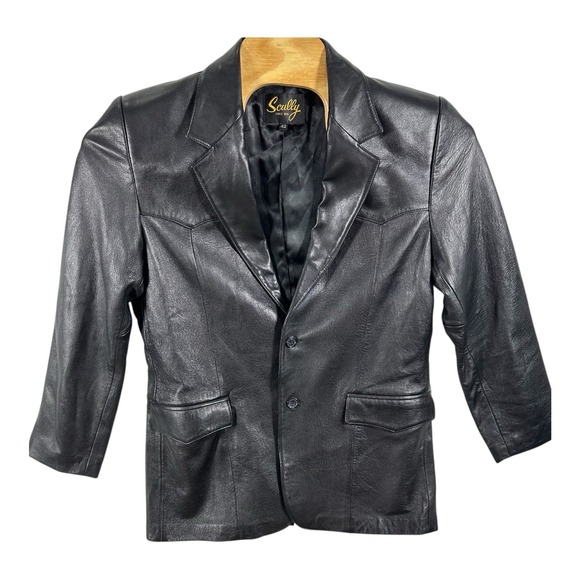 Scully Other - Scully Leather Blazer Jacket Mens 42L Black Western‎ Vtg 2-Button Coat Soft